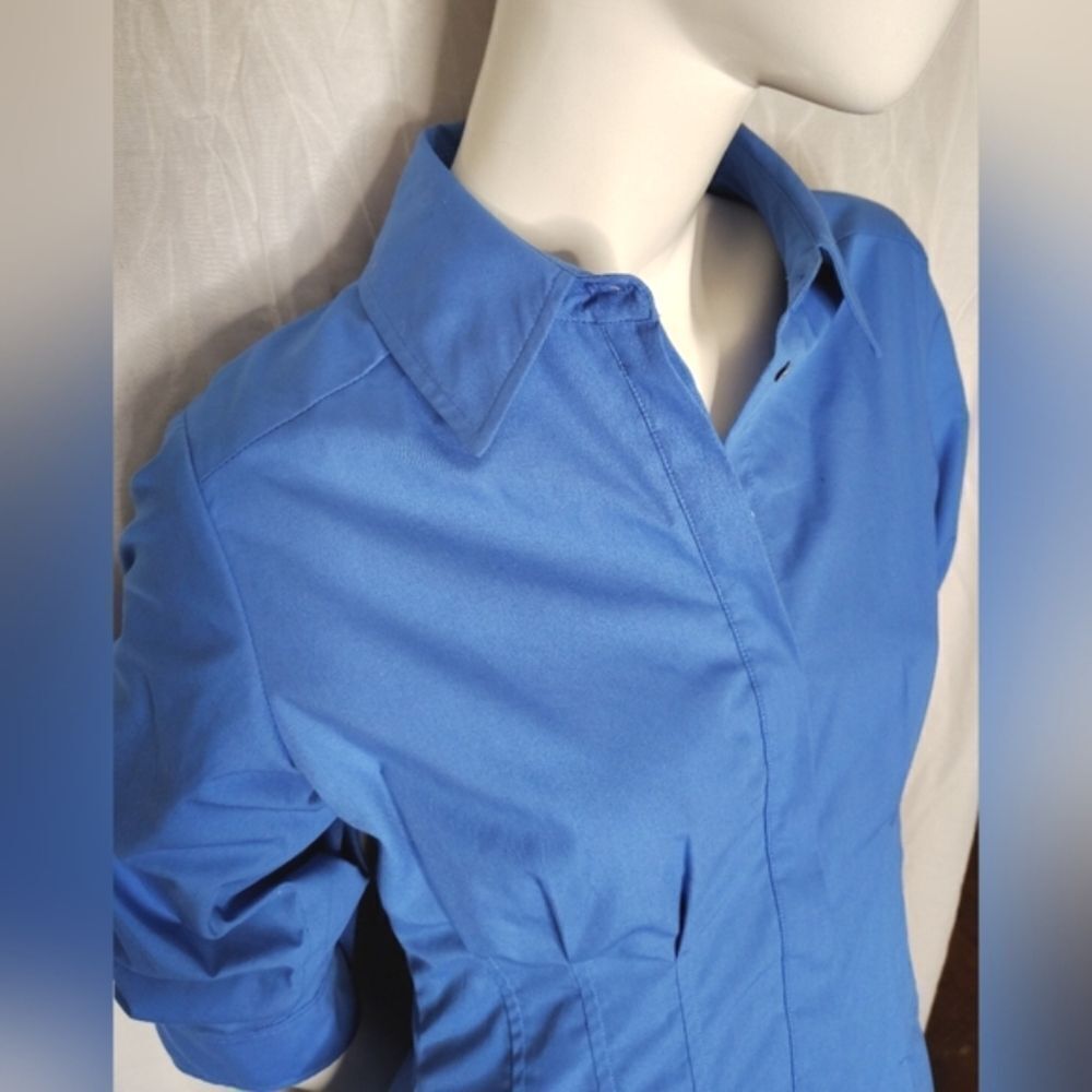 Elie Tahari Megan Markle Button Down French Blue Shirt  Midi Dress Sz 6 - Picture 7 of 16